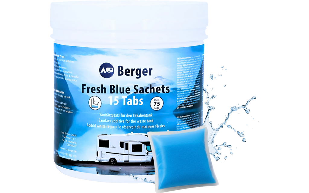 Санитарни сашета Berger Fresh Blue за фекален резервоар, 15 бр.