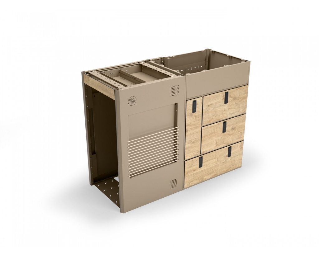 Кухненски модул Moon Kitchen Solid Model 2, RAL 9001, HPL фронтове, без чекмедже над хладилника