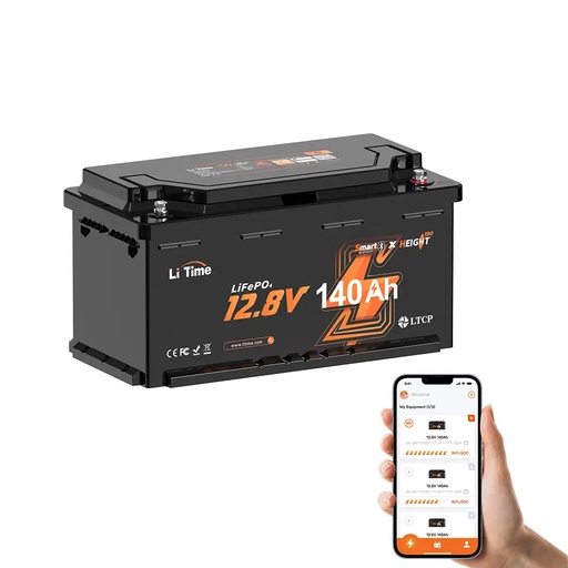[12V140-150-H190-BT-4-AC150] LiTime 12V 140Ah H190 LiFePO4 акумулатор с Bluetooth за монтаж под седалка
